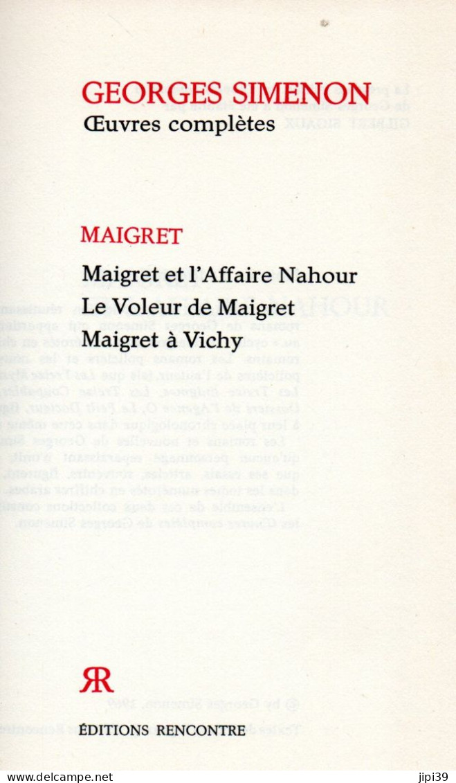 Bradé : Maigret Et L'Affaire Nahour , Le Voleur De Maigret , Maigret à Vichy - Simenon