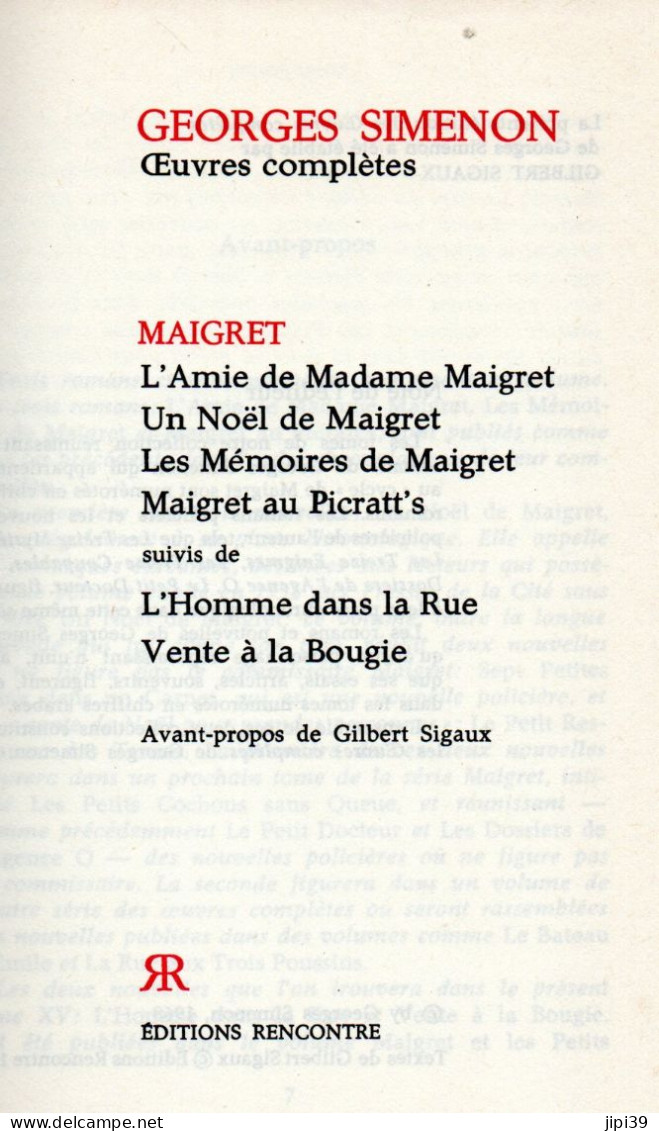 Bradé : MAIGRET : L'Amie De Madame Maigret , Un Noel De Maigret Etc , Etc , Voir Scan - Simenon