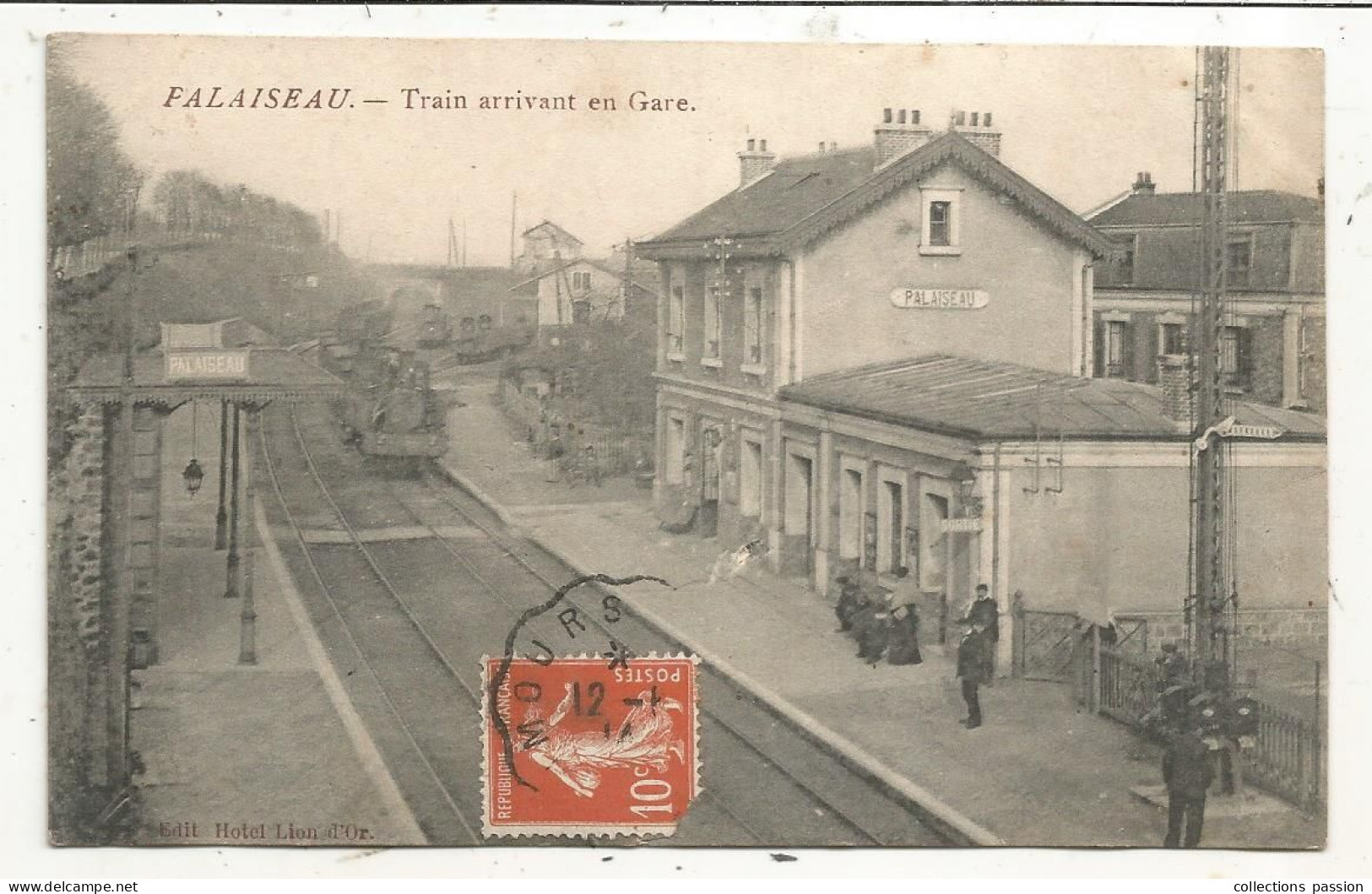 Cp, Chemin De Fer, Train Arrivant En Gare, 91, PALAISEAU, Voyagée 1914 - Estaciones Con Trenes