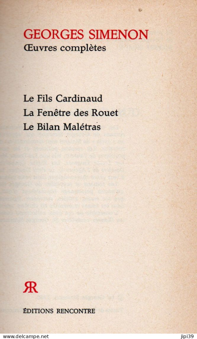 Bradé : Le Fils Cardinaud , La Fenetre Des Rouet , Le Bilan Malétras - Simenon