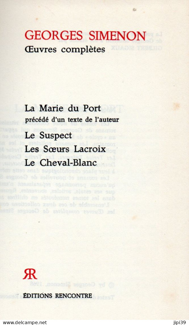 Bradé : La Marie Du Port , Le Suspect , Les Soeurs Lacroix , Le Cheval Blanc - Simenon