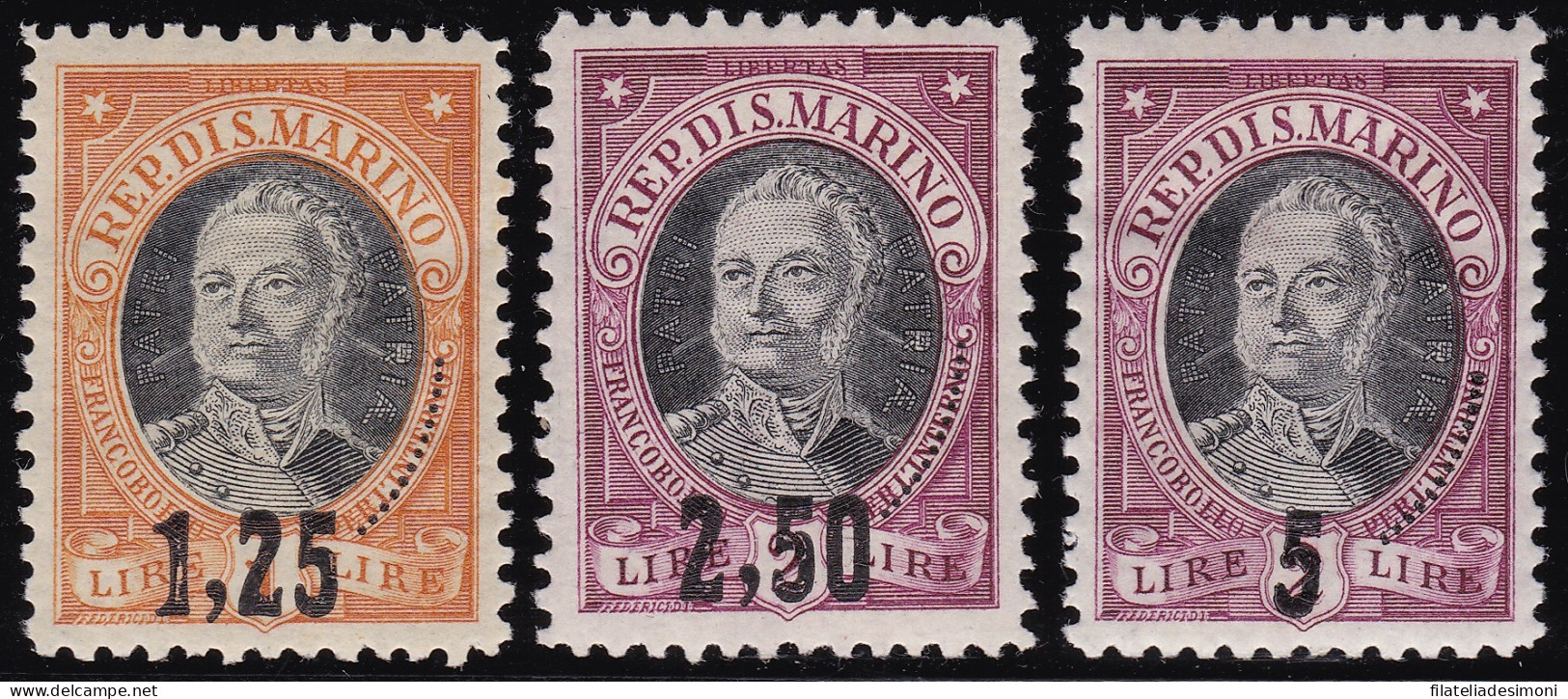 1927 SAN MARINO, N° 130/132 - Onofri Soprastampato - MNH** - Neufs