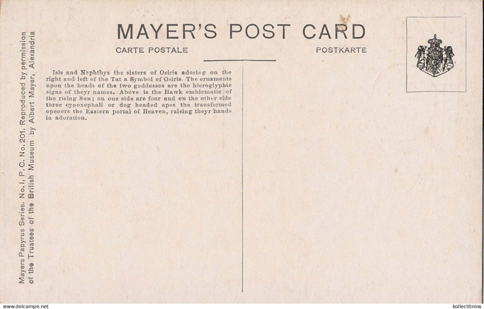 MAYER’s POST CARD - ISIS AND NEPTHYS - Museos