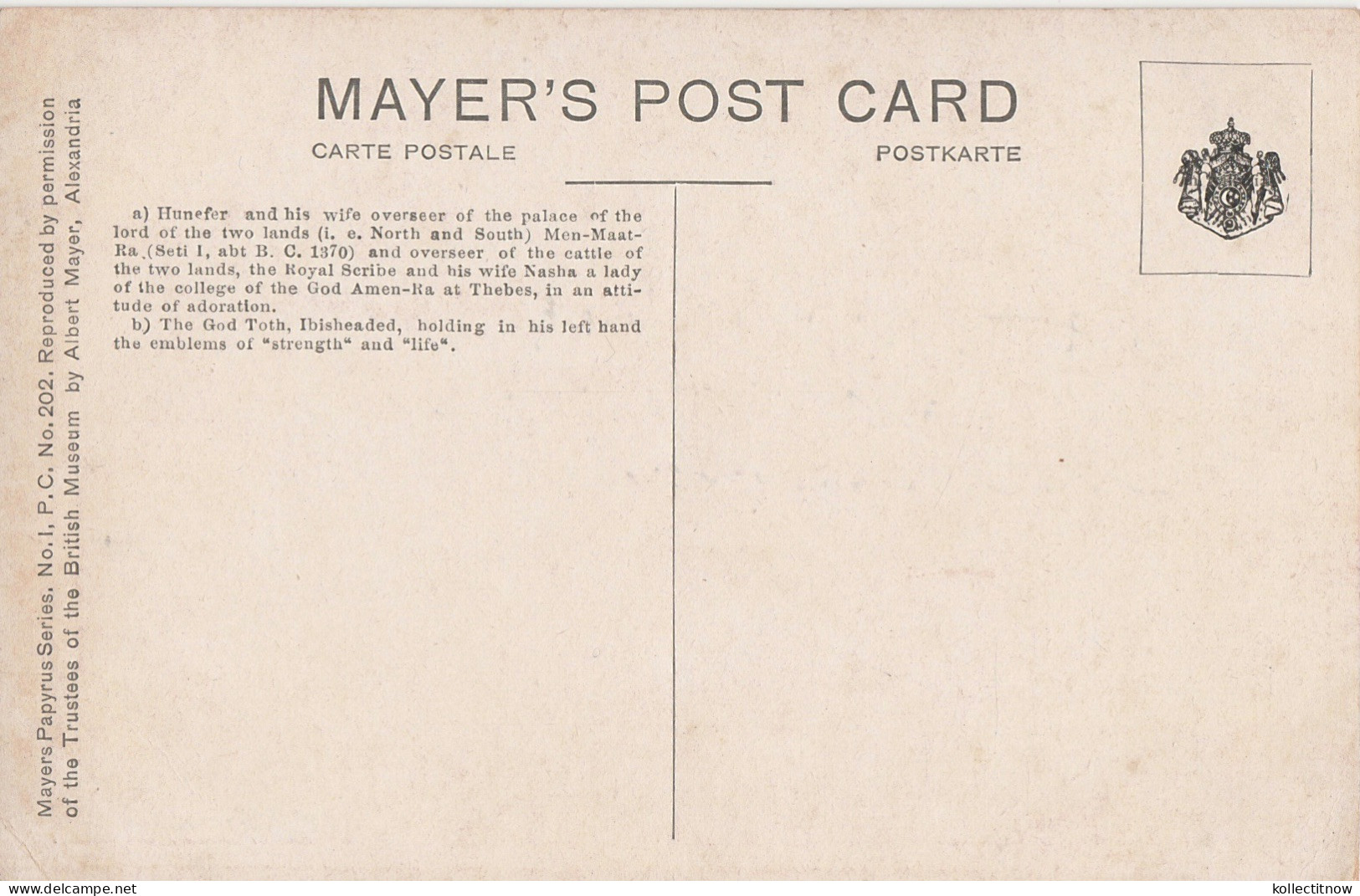 MAYER’s POST CARD - HUNEFER AND HIS WIFE - Musées