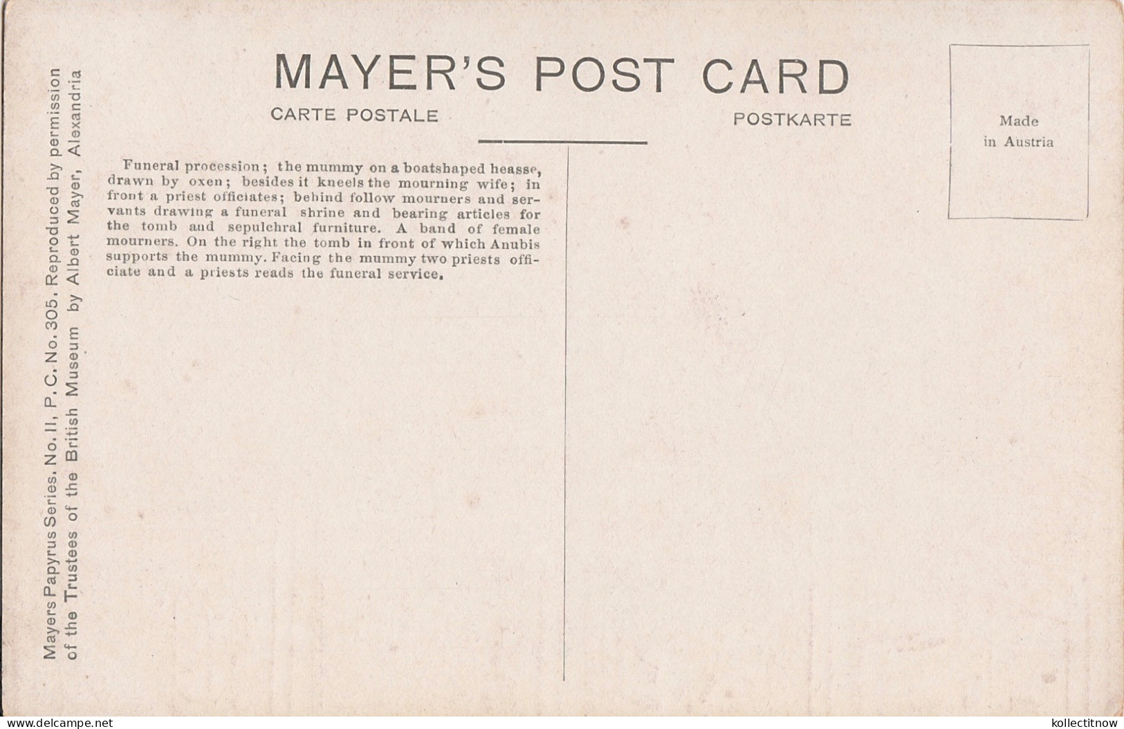 MAYER’s POST CARD - FUNERAL PROCESSION - Musées