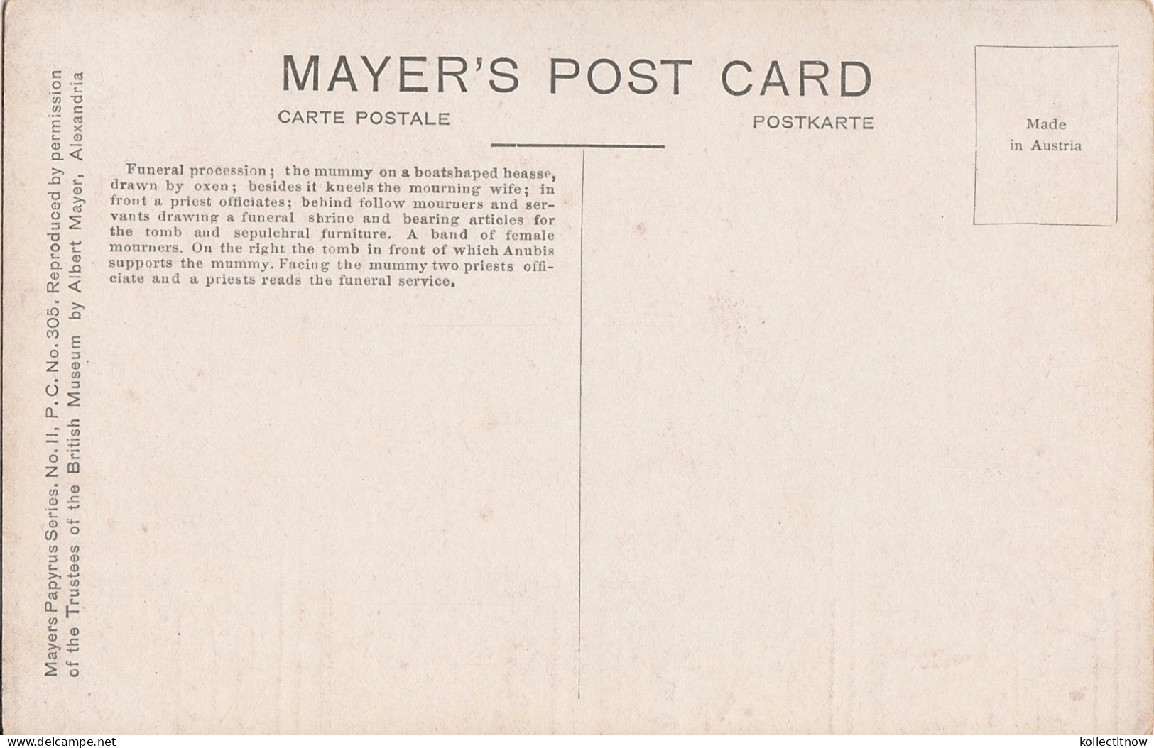 MAYER’s POST CARD - FUNERAL PROCESSION (2) - Museums
