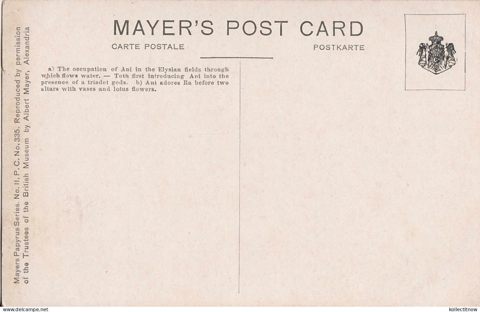 MAYER’s POST CARD - THE OCCUPATION OF ANNI IN E ELYSIAN FIELDS - Musea