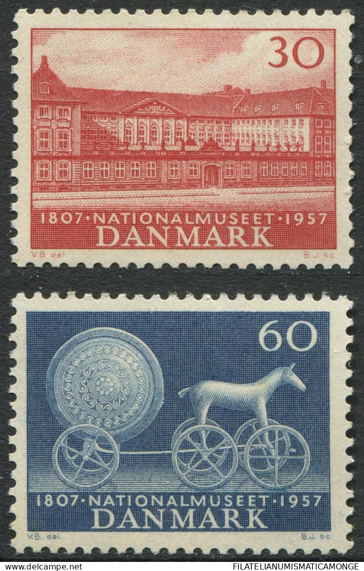 Dinamarca 1957 Correo 375/76 **/MNH Museo Nacional - 2 Sellos  - Ungebraucht