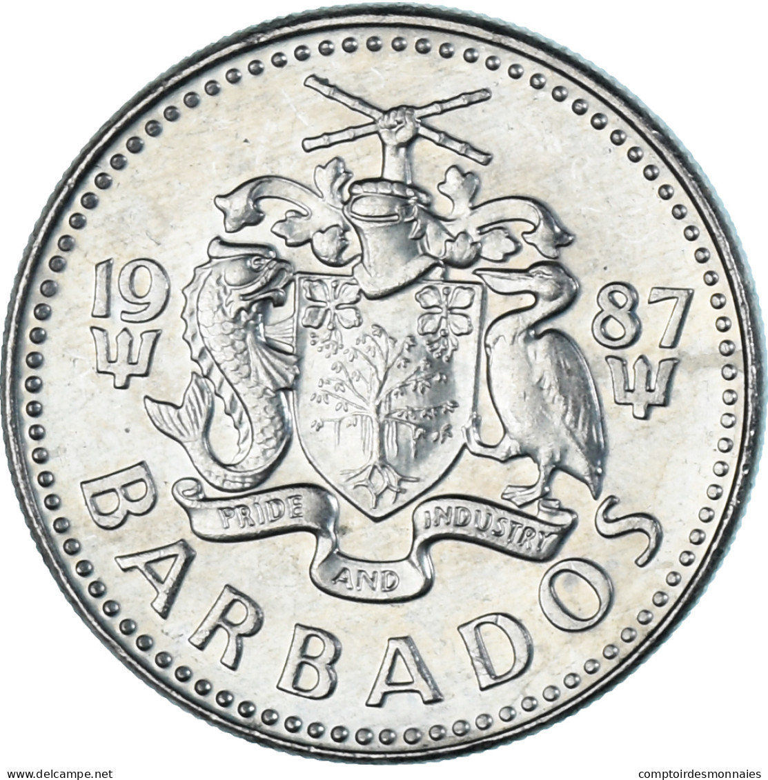 Monnaie, Barbade, 25 Cents, 1987 - Barbades