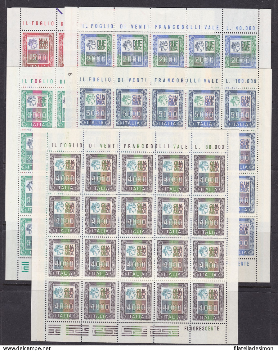 1978-79 Repubblica, N° 1438-1442 ALTI VALORI (5) IN FOGLI DA 20 - Complete Vellen