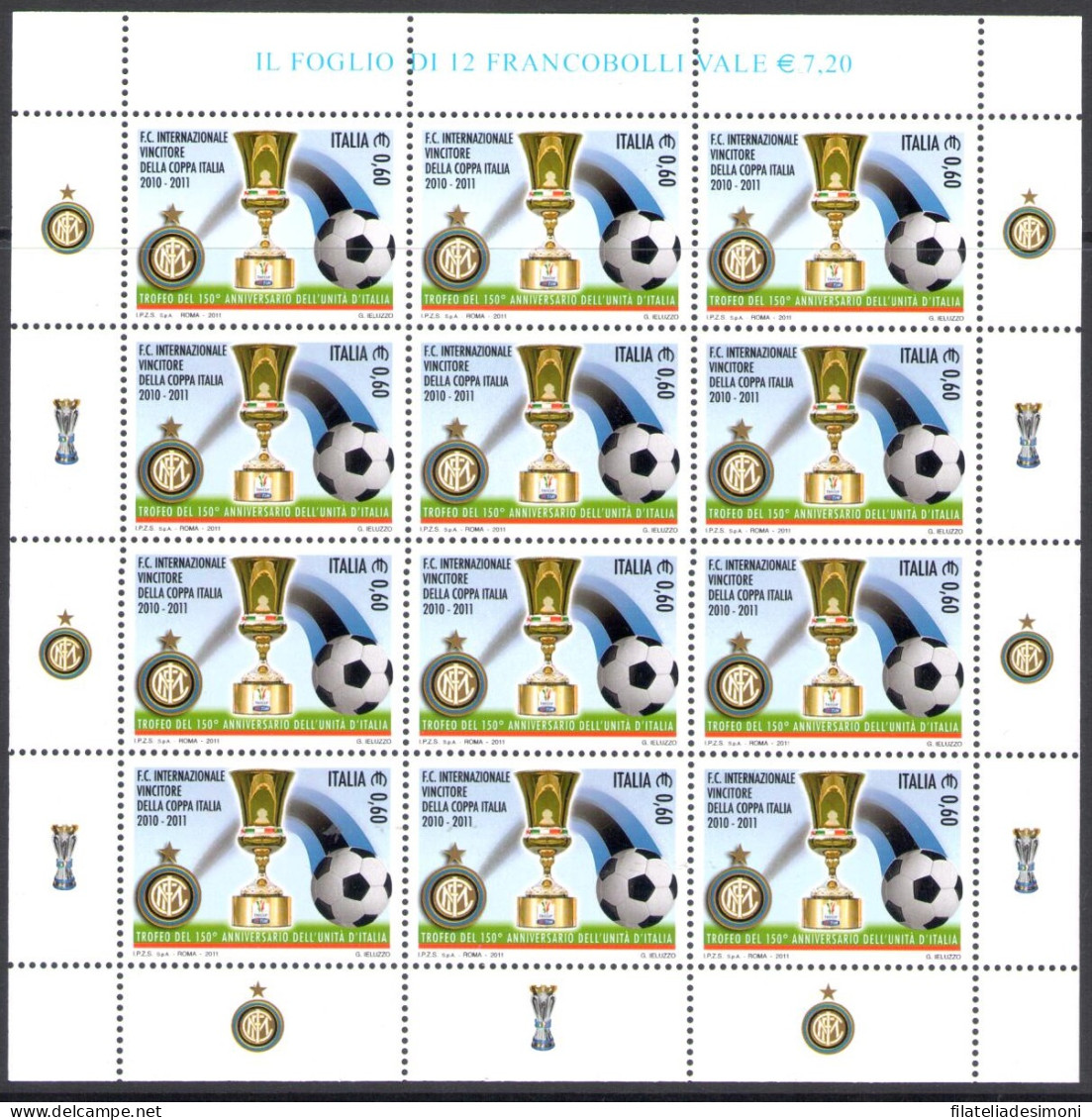 2011 Italia - Repubblica , Minifoglio Inter Coppa Italia , Catalogo Sassone N° 28 , MNH** - Complete Vellen