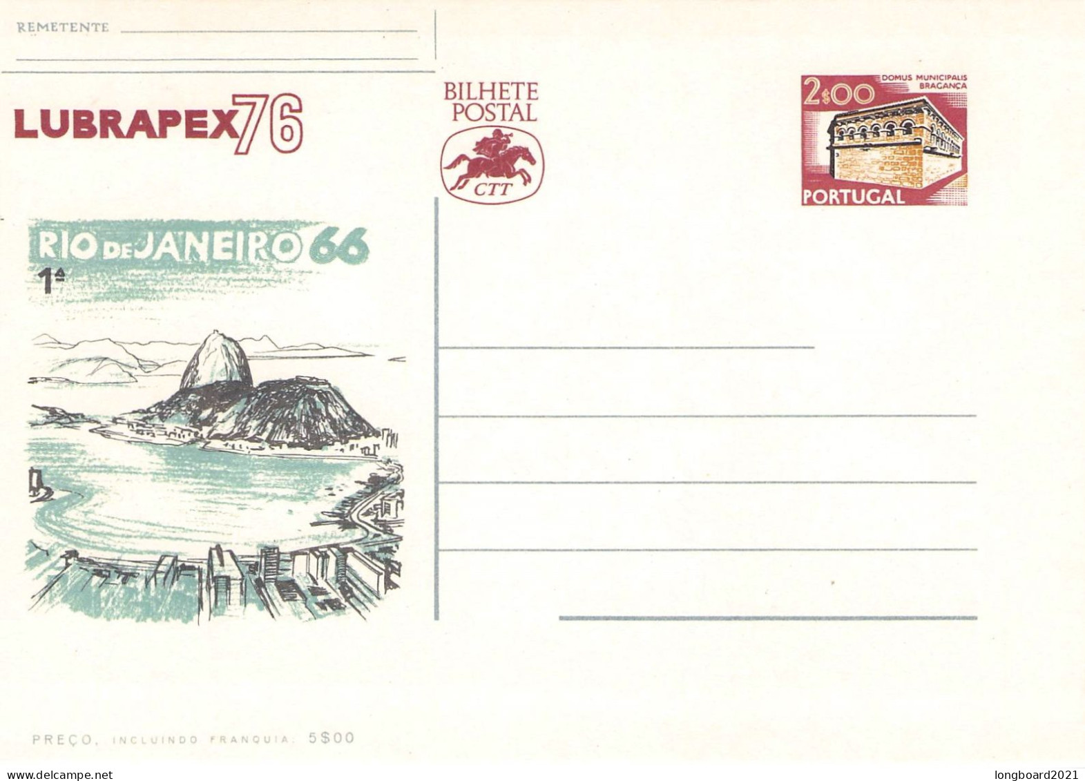 PORTUGAL - POSTCARD 1976 LUBRAPEX76 Unc Mi P156 / *1051 - Postal Stationery