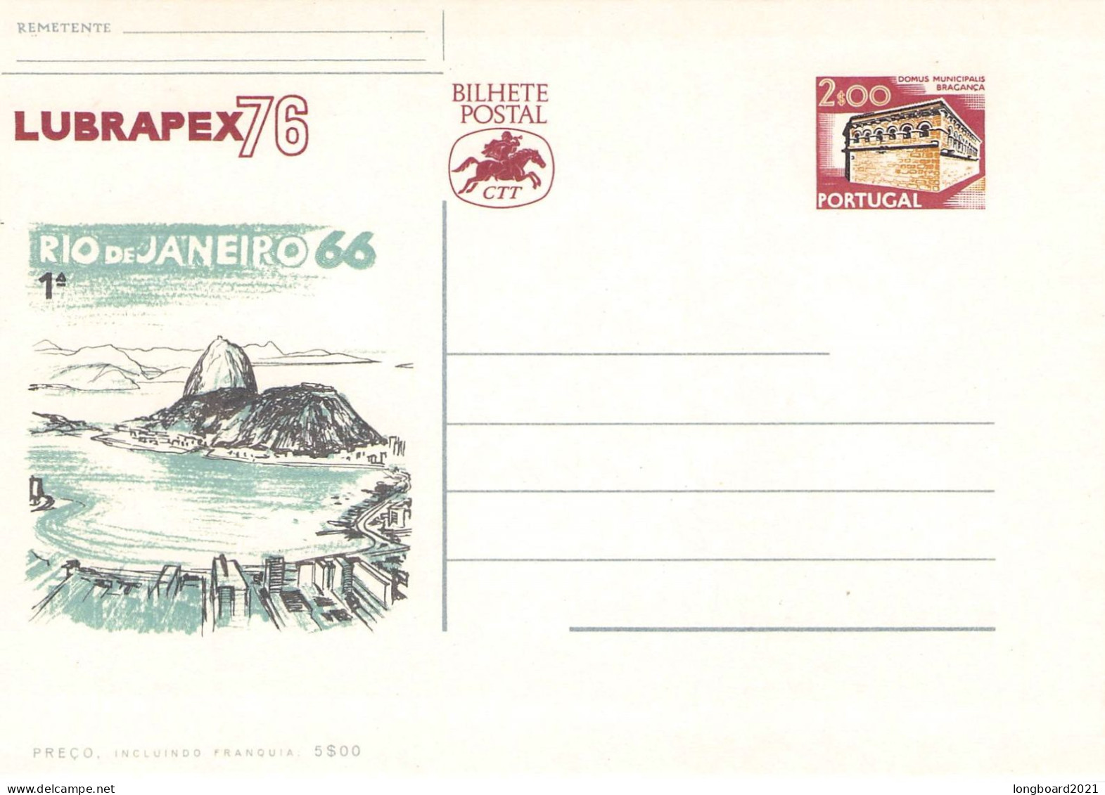 PORTUGAL - POSTCARD 1976 LUBRAPEX76 Unc Mi P156 / *1051 - Entiers Postaux