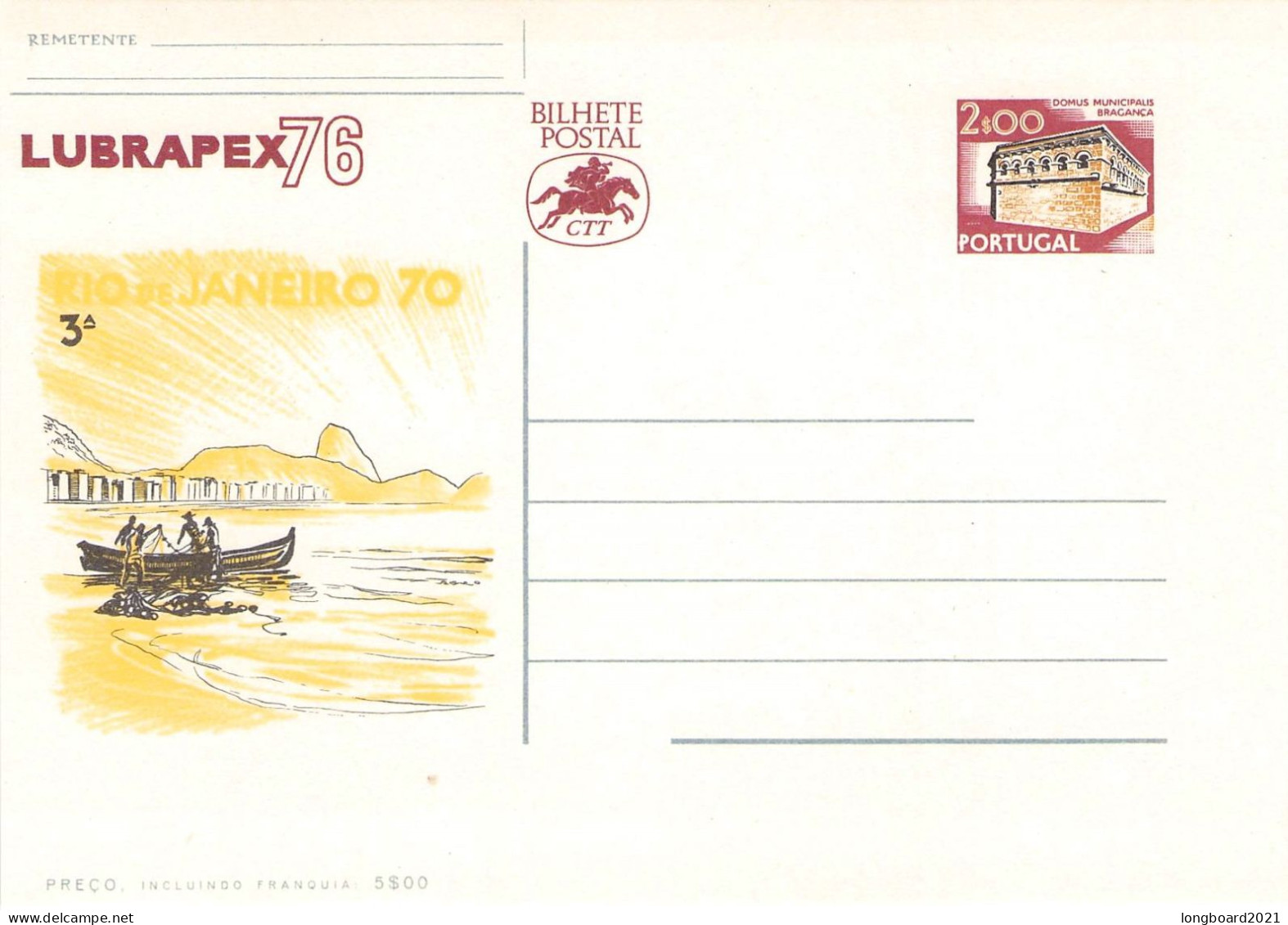 PORTUGAL - POSTCARD 1976 LUBRAPEX76 Unc Mi P156 / *1051 - Interi Postali