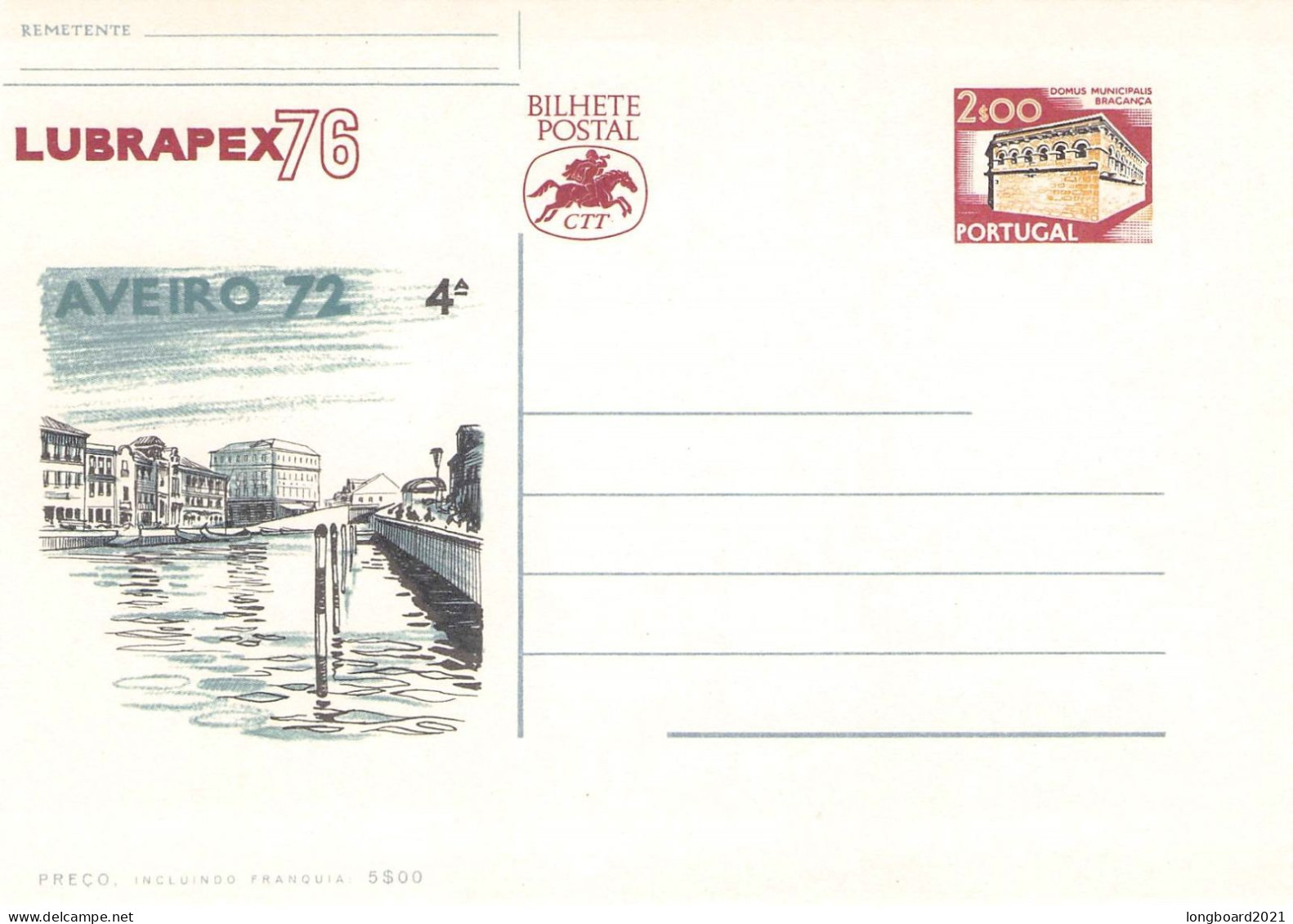 PORTUGAL - POSTCARD 1976 LUBRAPEX76 Unc Mi P156 / *1051 - Postal Stationery