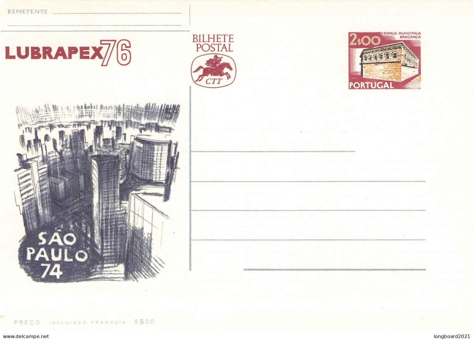 PORTUGAL - POSTCARD 1976 LUBRAPEX76 Unc Mi P156 / *1051 - Entiers Postaux