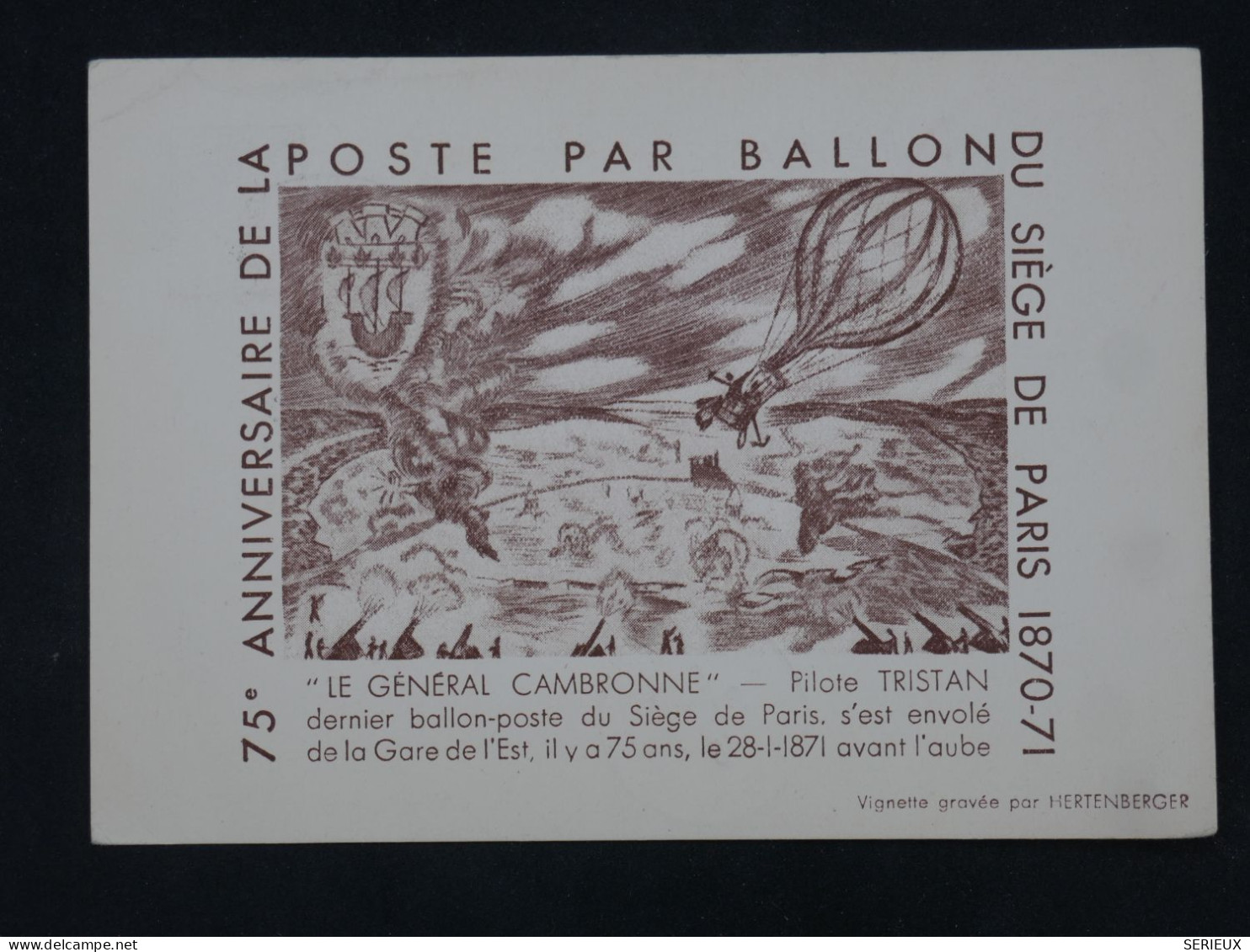 C1 FRANCE BELLE CARTE RR 1946 SIEGE DE PARIS 1870  A PORNICHET +BALLON MONTé +AEROPHILATELIE +AFF. PLAISANT - 1927-1959 Brieven & Documenten