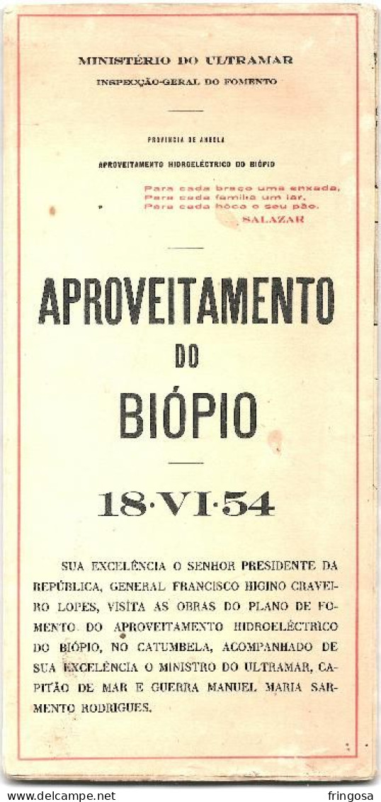 PORTUGAL: PROVINCIA DE ANGOLA – BIÓPIO:  Desdobrável De Grandes Dimensões Com Várias Fotos Dos Trabalhos Da Barragem. - Monde