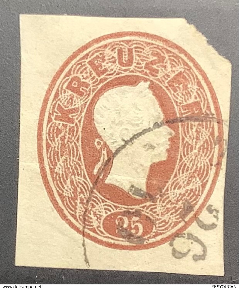 Österreich 1861 Seltener 25 Kr  Ganzsache Ausschnitt Gestempelt !  (Austria Postal Stationery Cut Out Autriche - Gebraucht