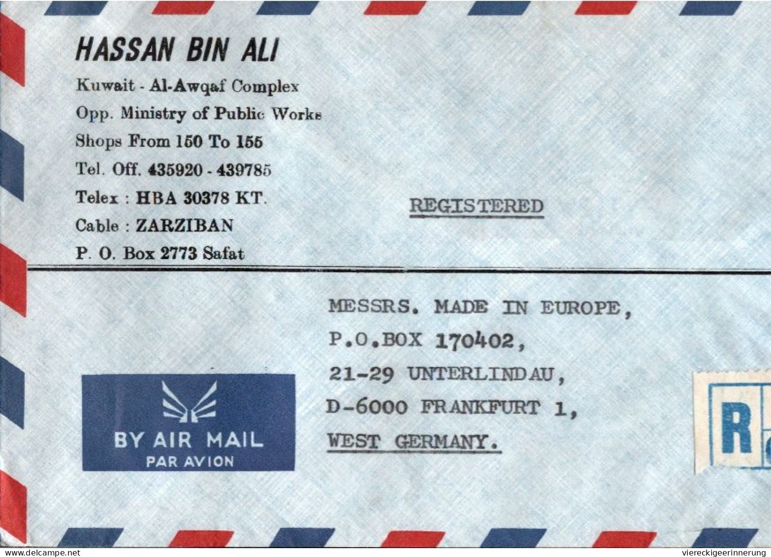 ! Einschreiben 1986, Registered Airmail Cover, Safat, Kuwait, Meter Cancel - Kuwait