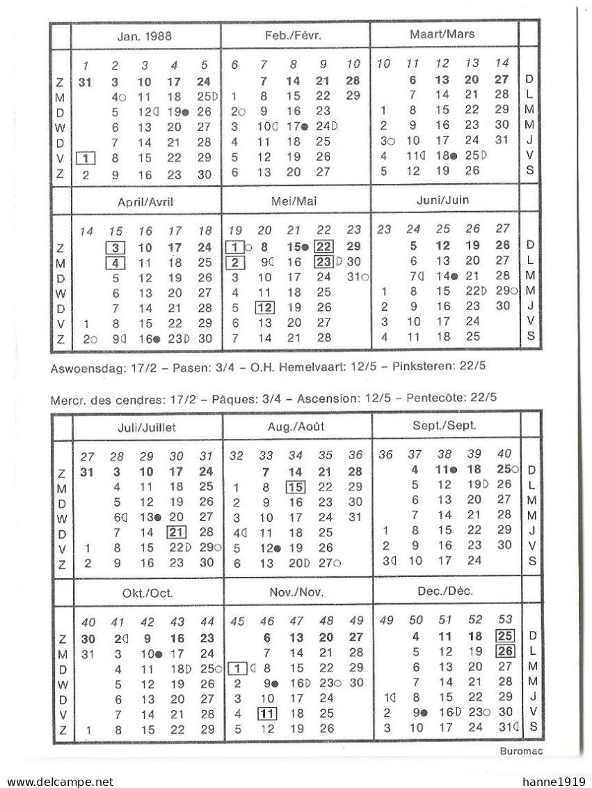 Apotheek Pharmacie Calendrier 1988 Kalender Htje - Petit Format : 2001-...