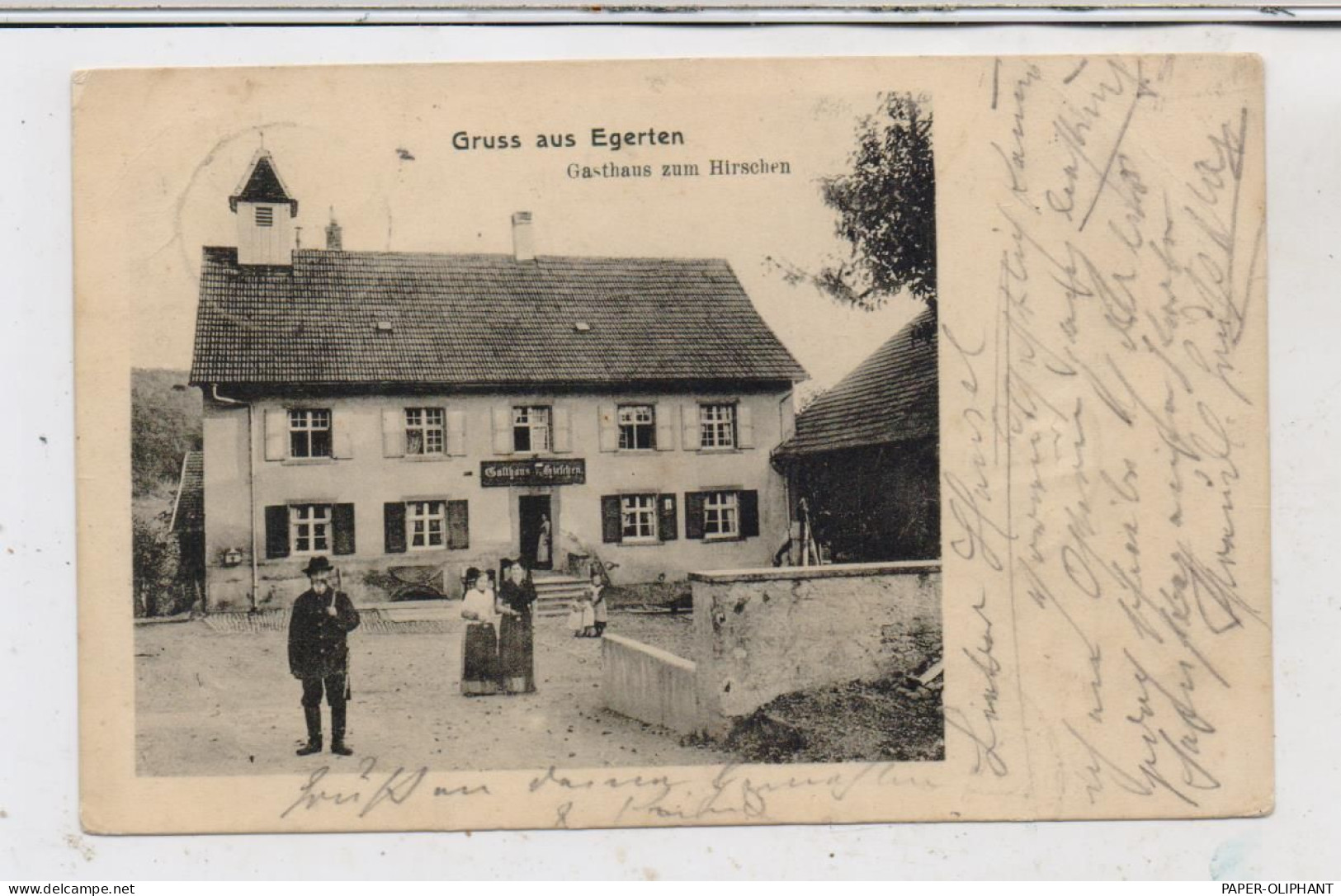 7842 KANDERN - EGERTEN, Gasthaus Zum Hirschen, Jäger, Trachten, 1905 - Kandern