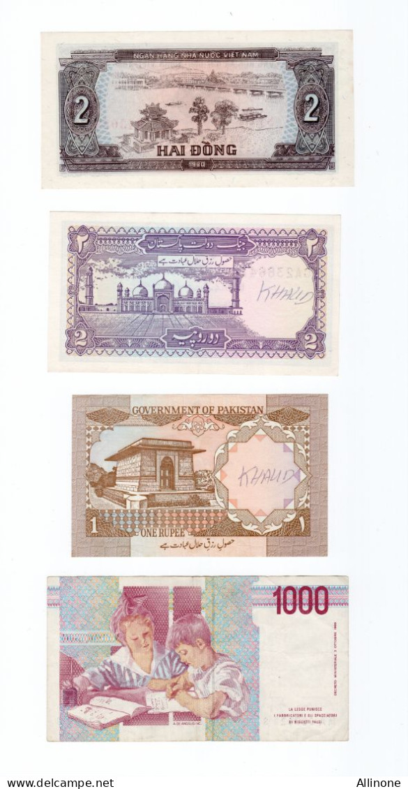 Lot Billets Et Monnaies 4 Billets Du Monde Bien 2 Scans - Lots & Kiloware - Banknotes