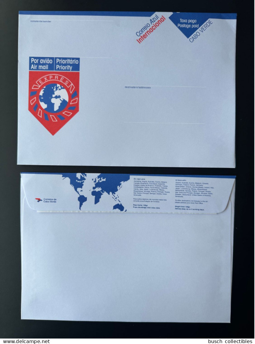 Cape Kap Cabo Verde Stationery Entier Postal Ganzsache Taxa Paga Correio Azul Internacional Pre-paid 100g Airmail Exprès - Cap Vert