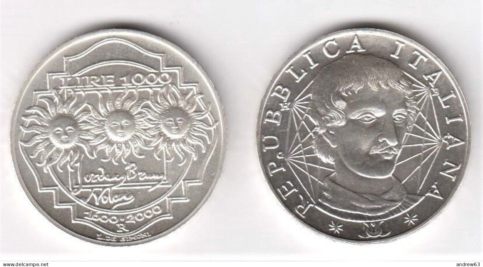 Italia - 1000 Lire Giordano Bruno - 2000 - FDC / UNC - Da Divisionale - 1 000 Liras