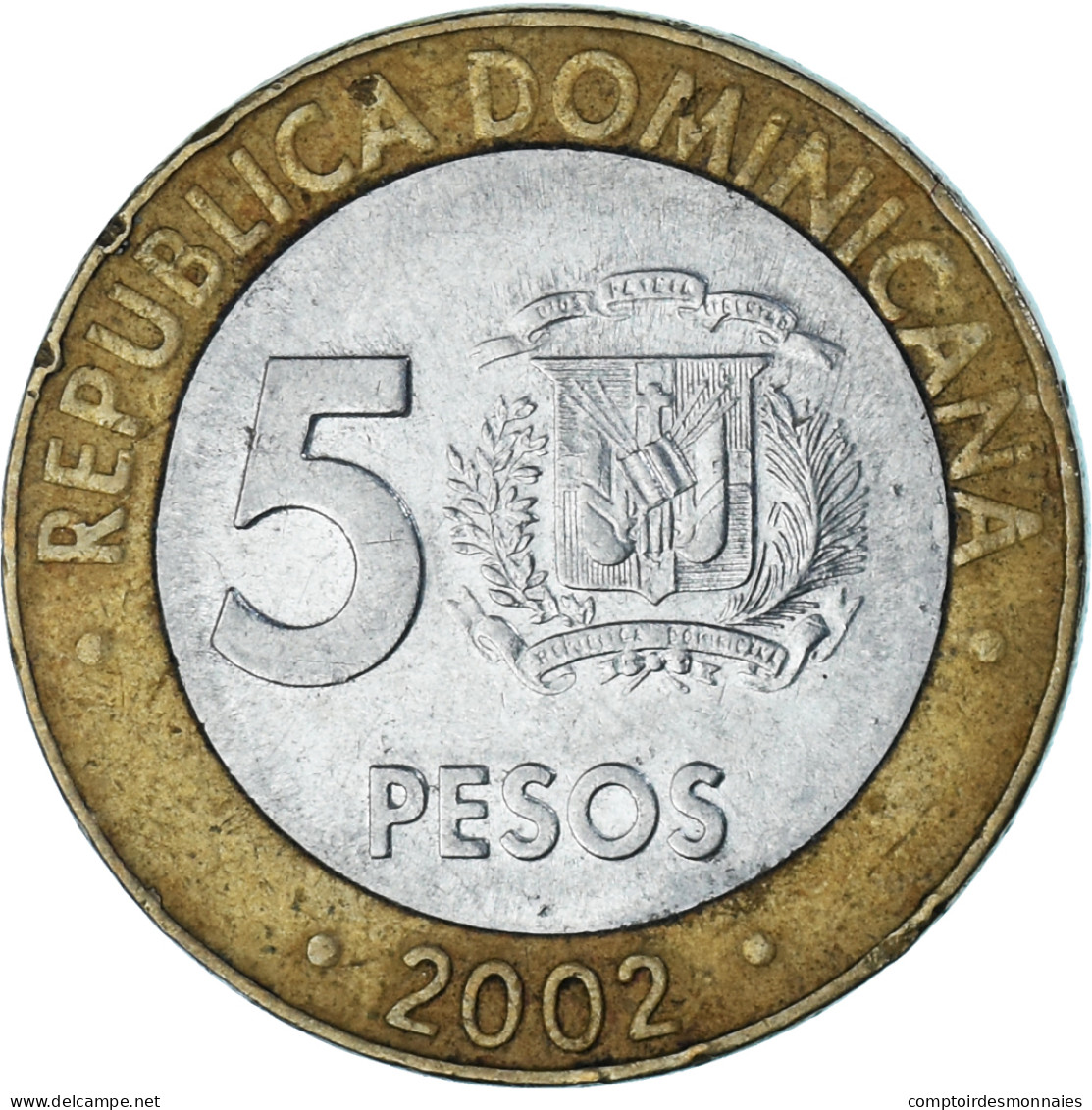 Monnaie, République Dominicaine, 5 Pesos, 2002 - Dominicana