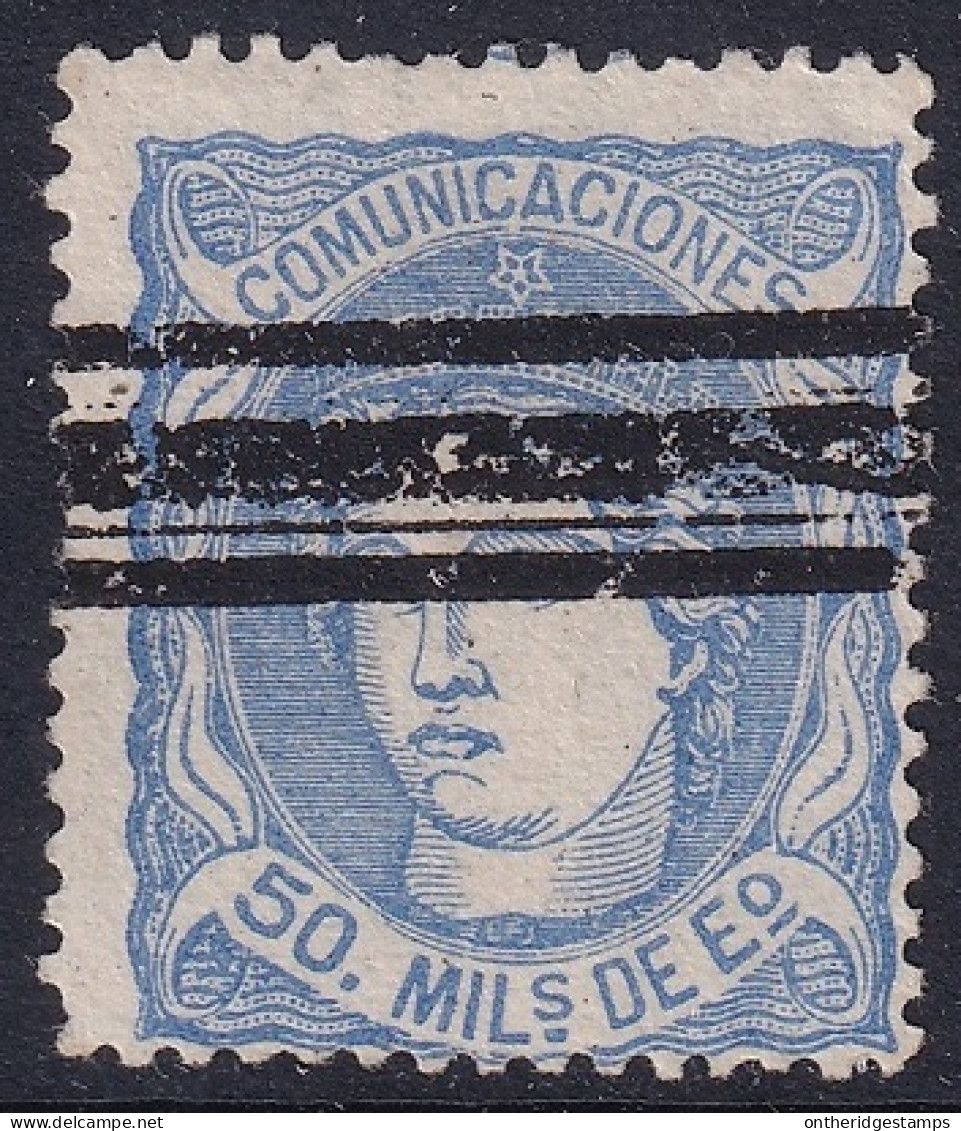 Spain 1870 Sc 166 España Ed 107b Bar (barrados) Cancel Dark Blue - Oblitérés