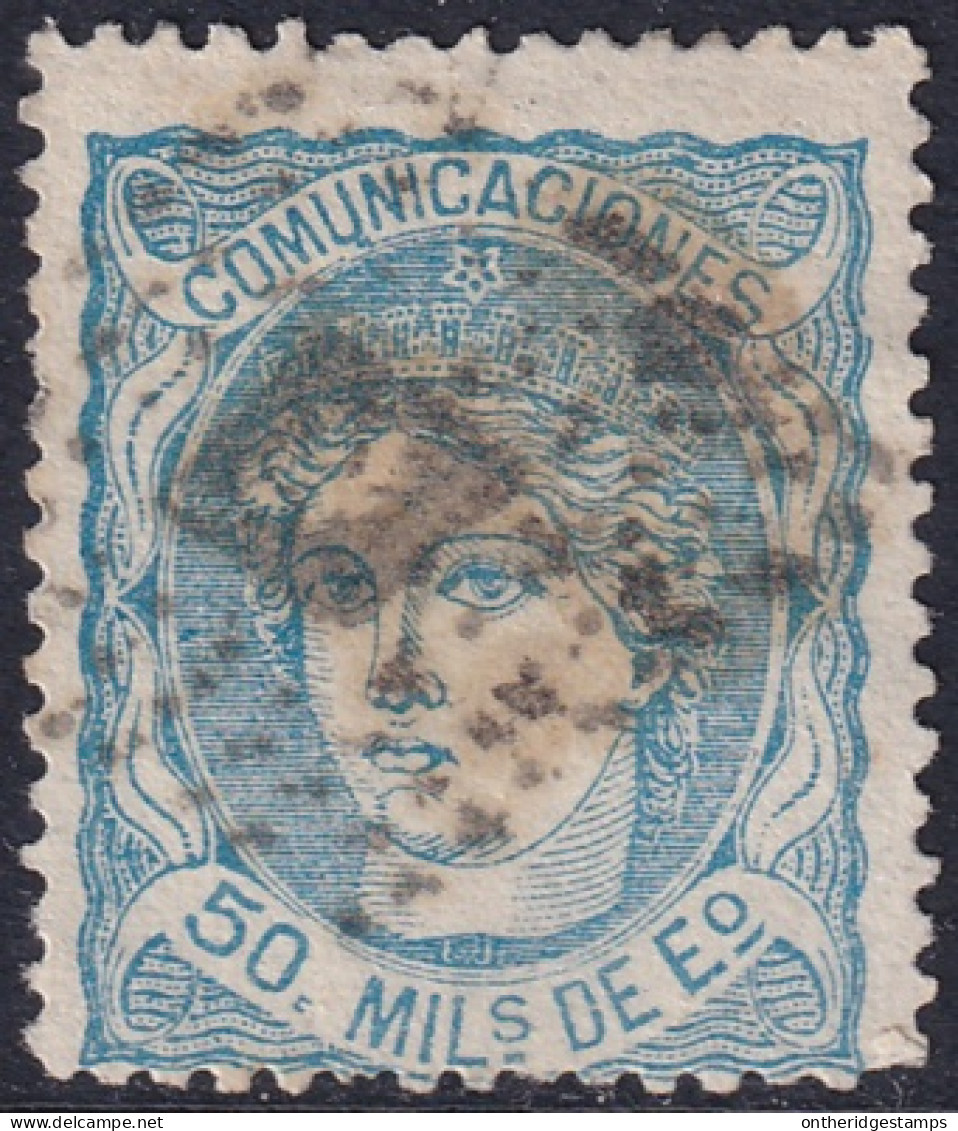 Spain 1870 Sc 166a España Ed 107a Used Rombo De Puntos Cancel Sky Blue - Gebruikt