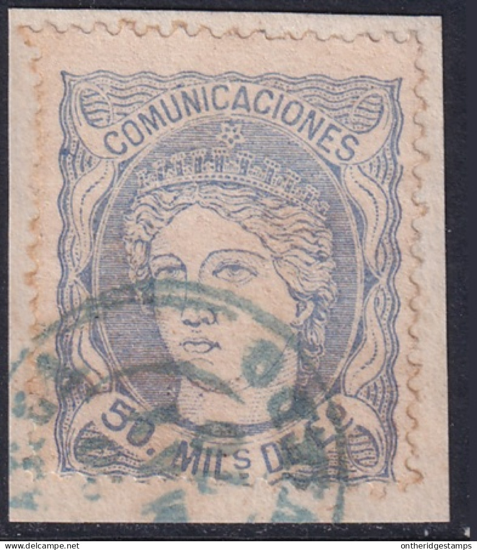 Spain 1870 Sc 166 España Ed 107 Used Blue Oviedo Date Cancel On Piece - Used Stamps