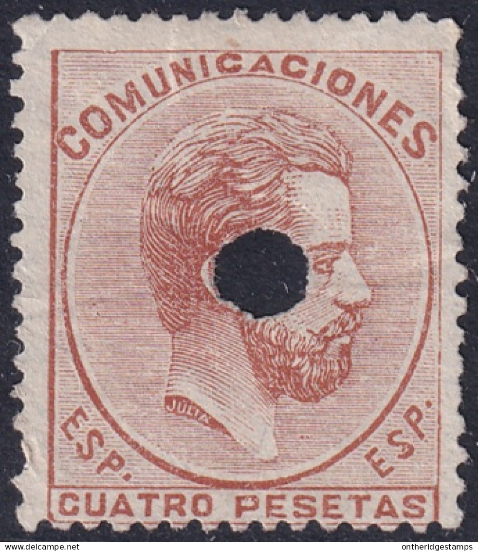 Spain 1872 Sc 188 España Ed 128T Telegraph Punch (taladrado) Cancel  - Telegrafi