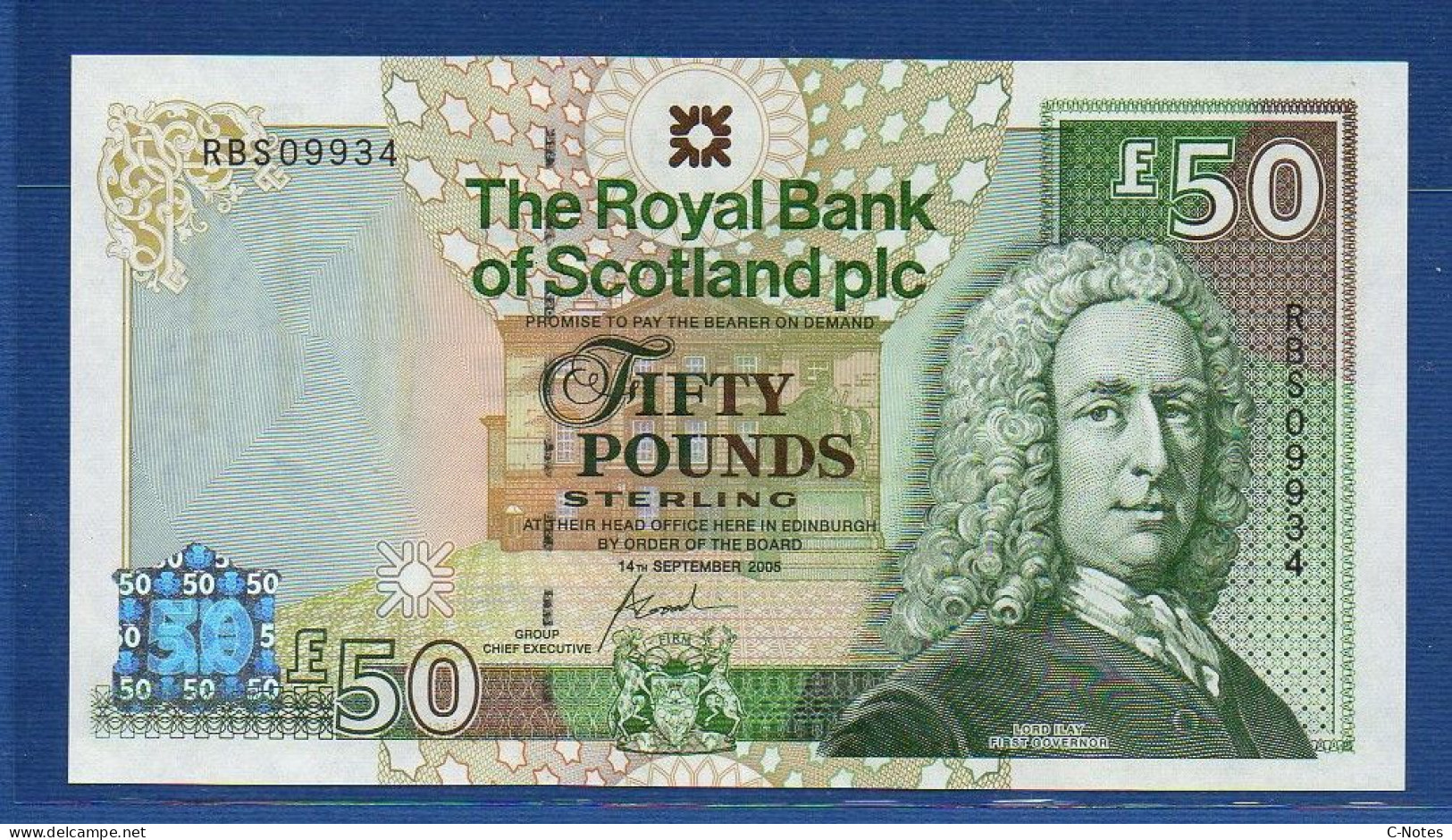 SCOTLAND - P.366 – 50 POUNDS 2005 UNC, S/n RBS 09934 -  "New Bank Headquarters At Gogarburn" Commemorative Issue - 50 Pounds