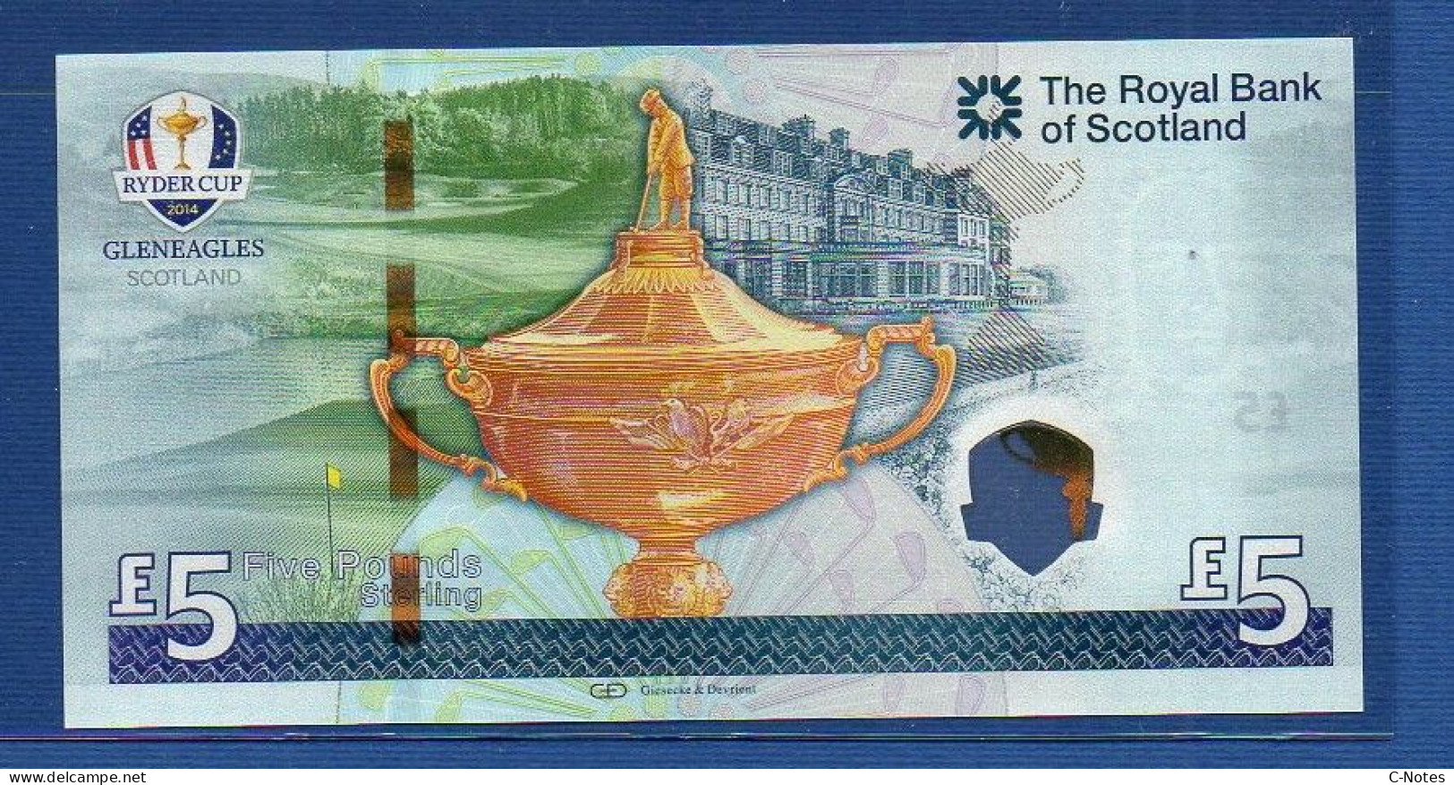 SCOTLAND - P.369 – 5 POUNDS 2014 UNC, S/n RCE399779 "Ryder Cup" Commemorative Issue - 5 Pond