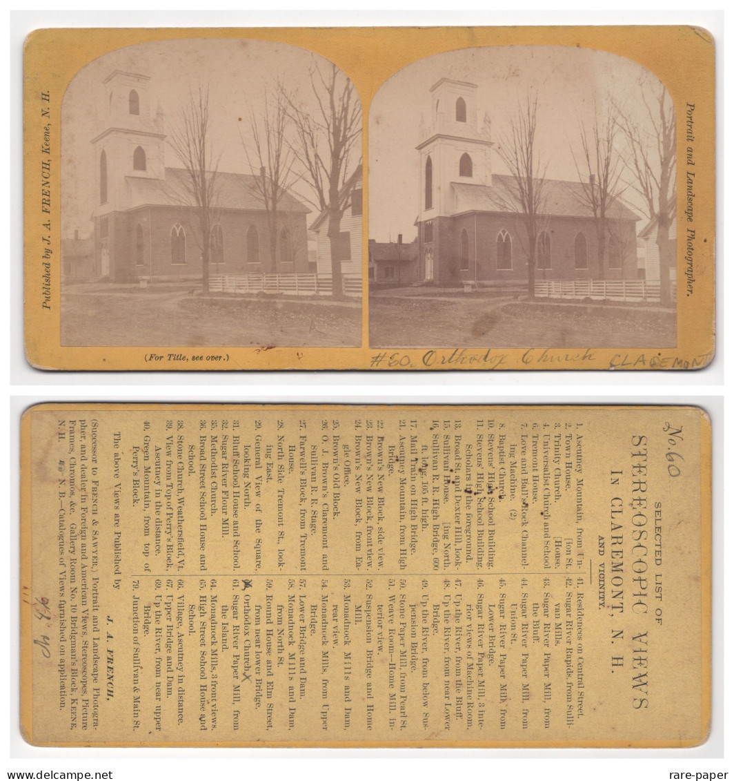 USA (United States Of America) Claremont, N. H. Orthodox Church Stereoscopic View - Autres & Non Classés
