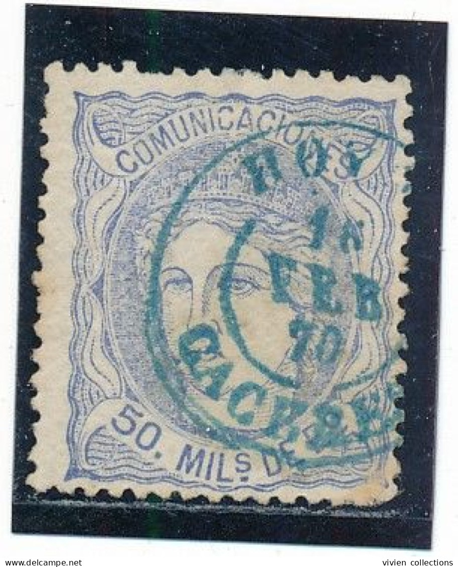 Espagne N° 107 Oblitéré Cachet Bleu De Hoyos Caceres Du 16 Février 1870 - Usados