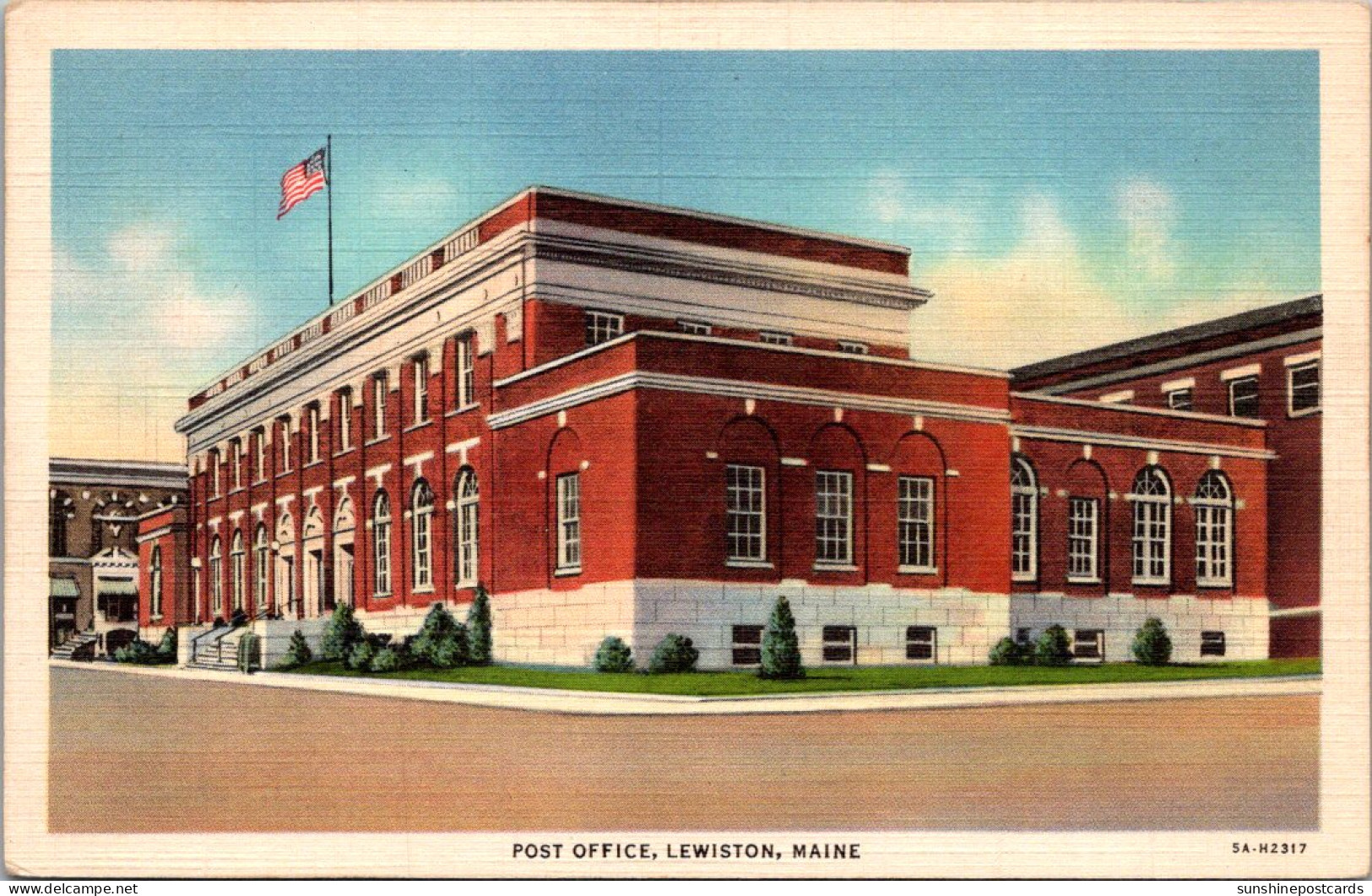Maine Lewiston Post Office Curteich - Lewiston