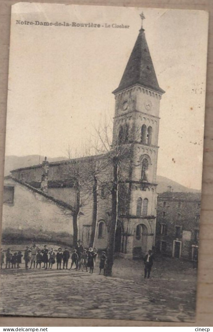 CPA 30 - NOTRE DAME DE LA ROUVIERE - Le Clocher - TB PLAN Place ANIMATION CENTRE VILLAGE Dont Enfants - Notre-Dame-de-la-Rouvière