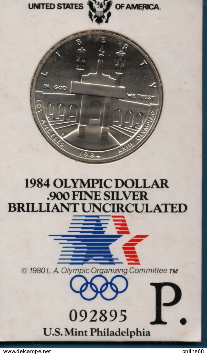 USA 1 DOLLAR 1984 P KM# 210 LOS ANGELES 1984 XXIII OLYMPIAD Argent 900‰ Silver BU - Commemoratifs