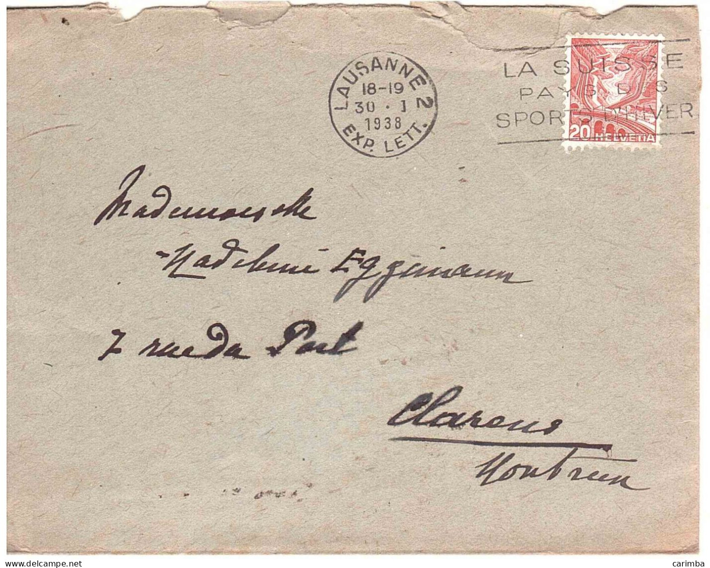 1938 ANNULLO TARGHETTA LETTERA - Postage Meters