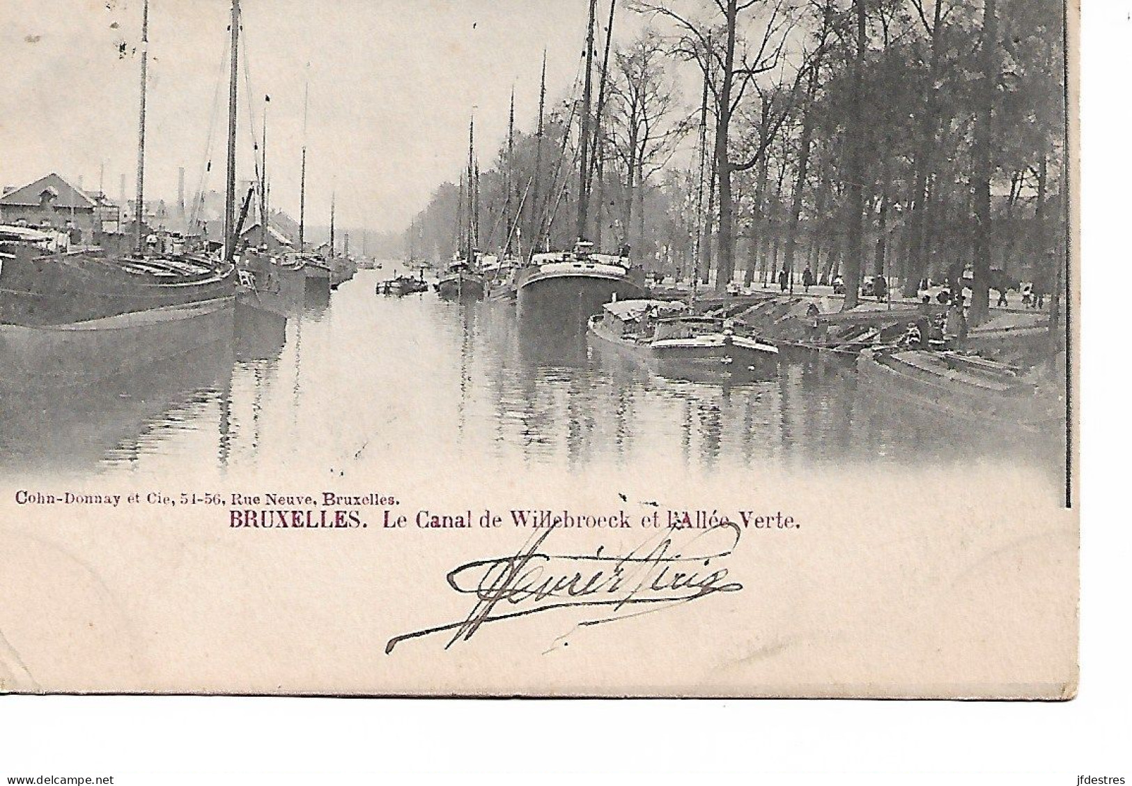 CP Bruxelles Le Canal De Willebroeck Et L'Allée Verte. Animée 1902 .H. Wirix à Emile Servais Wasseiges. - Transport (sea) - Harbour