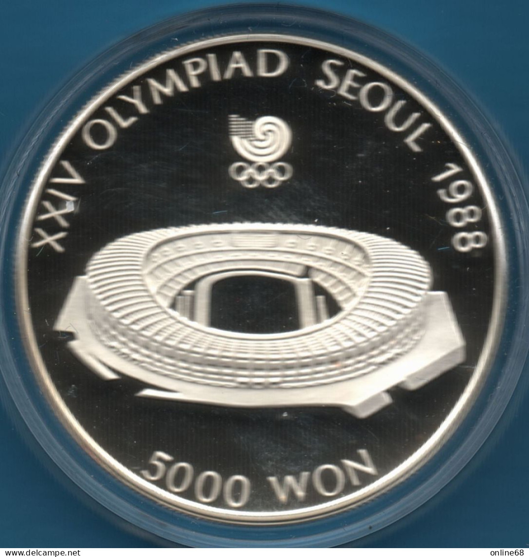 KOREA SOUTH 5000 + 10000 WON 1987 XXIV OLYMPIAD SEOUL 1988 Argent 925‰ Silver EN COFFRET BE PROOF volleyball stade olymp
