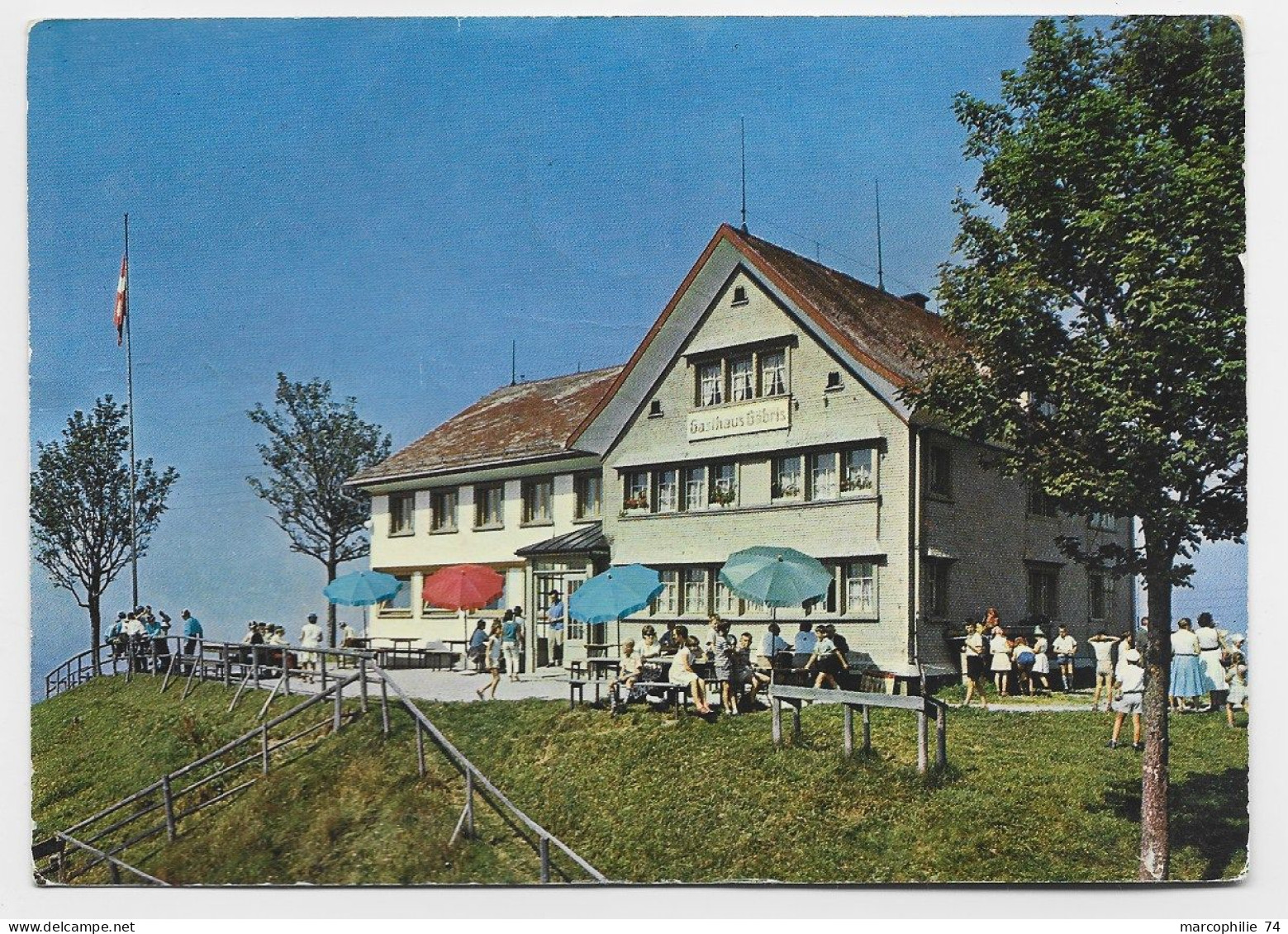 HELVETIA SUISSE 20C GRIFFE 6378 SGA 15 MAI 1969 GAIS CARTE GASTHAUS TO GENEVE - Spoorwegen