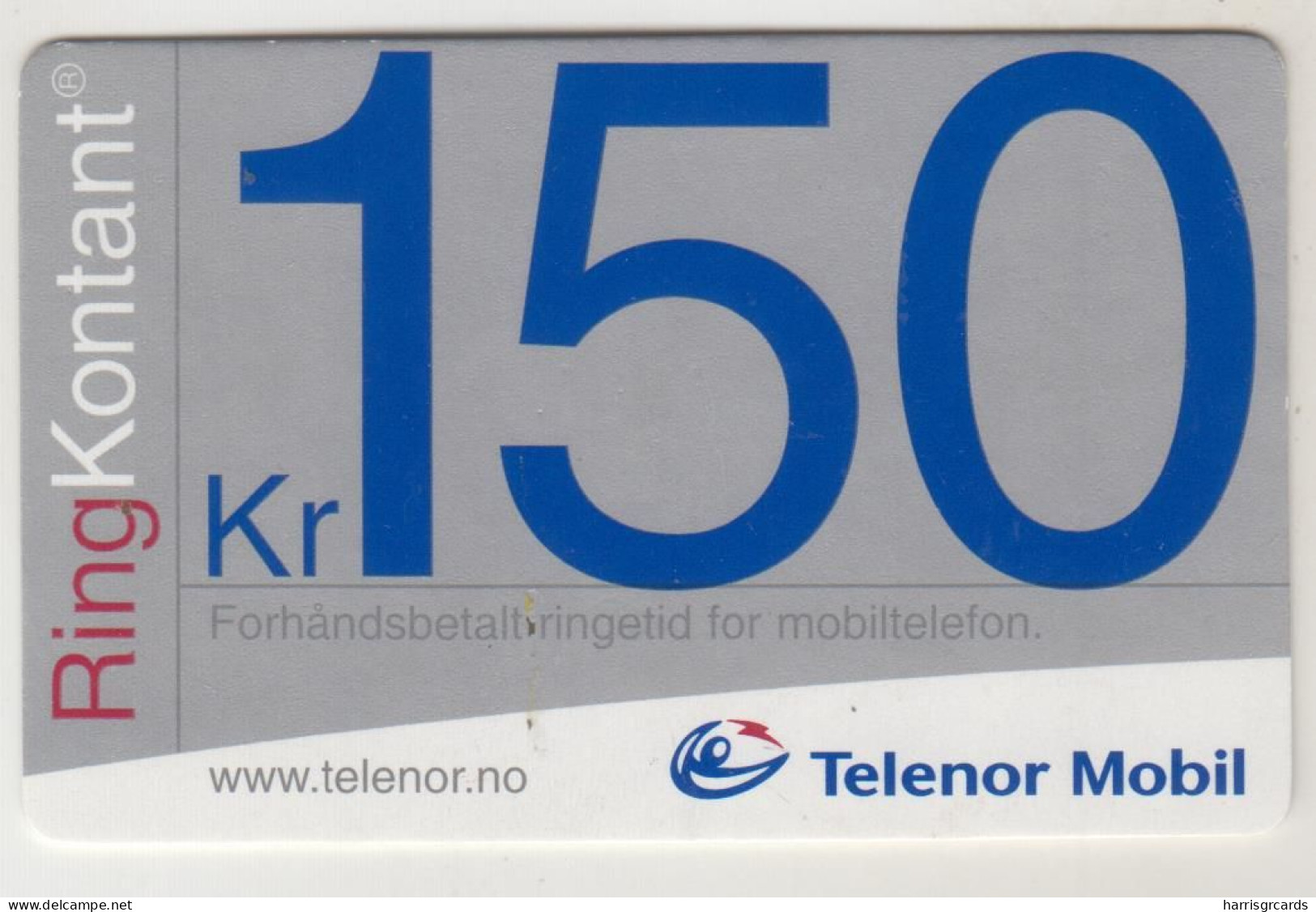 NORWAY - Telenor 150, Telenor Mobile Refill 150 Kr, Used - Norvège