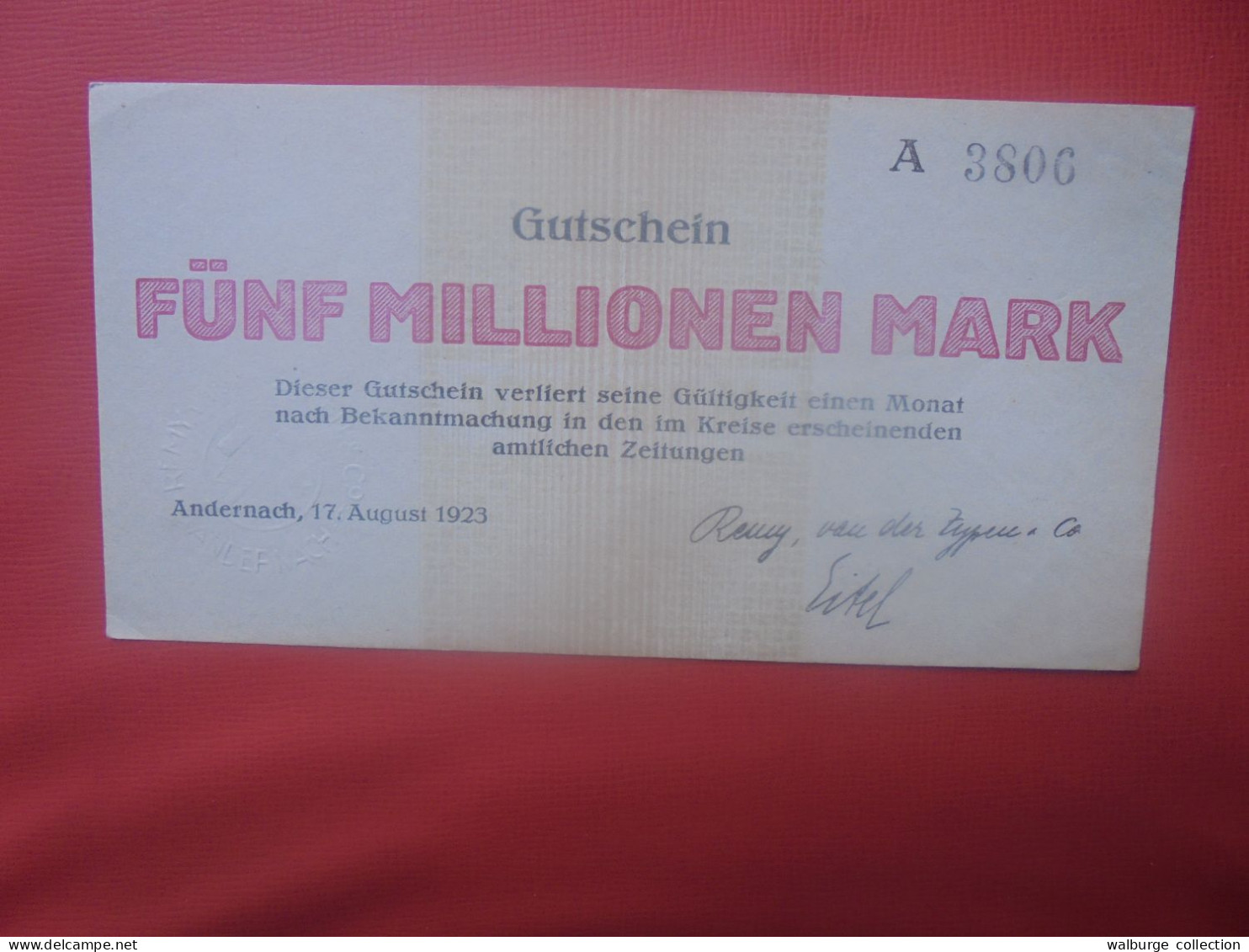ANDERNACH 5 MILLION 1923 - Collections