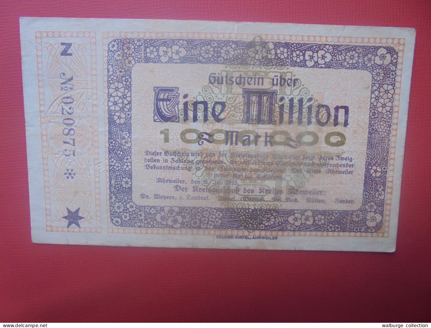 AHRWEILLER 1 MILLION 1923 - Collections