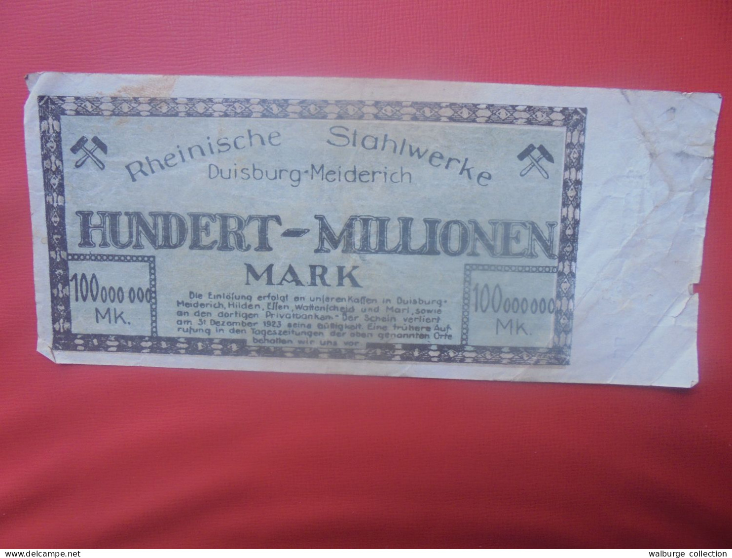 DUISBURG-MEIDERICH 100 MILLION 1923 - Collections