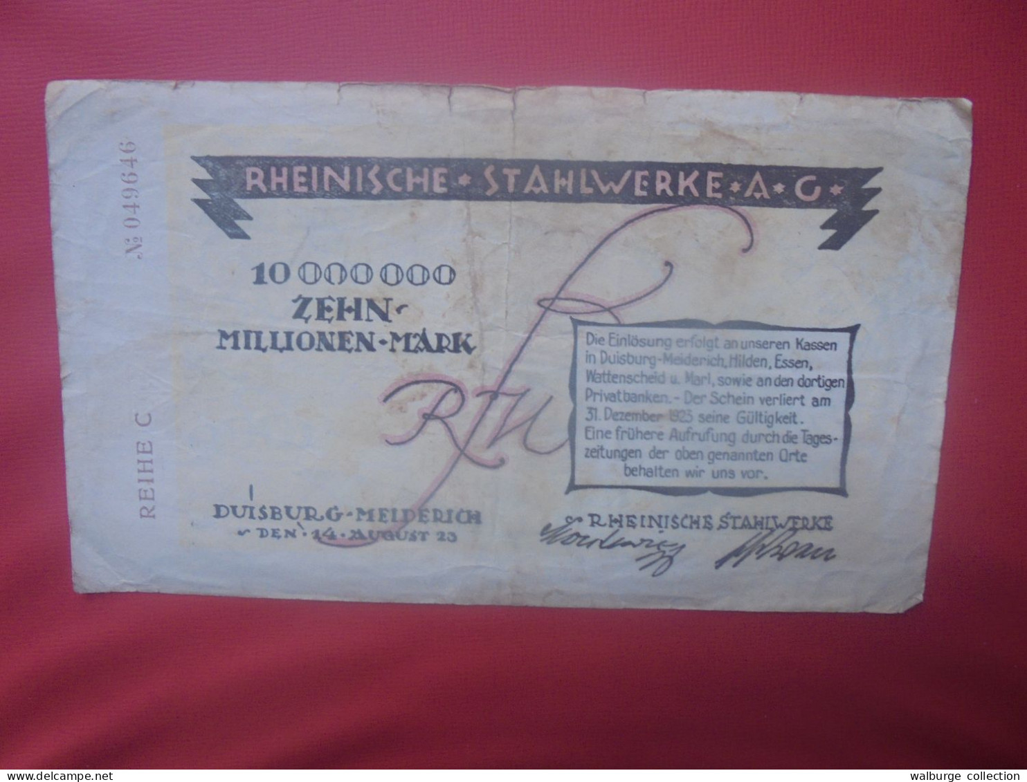 DUISBURG-MEIDERICH 10 MILLION 1923 - Collections